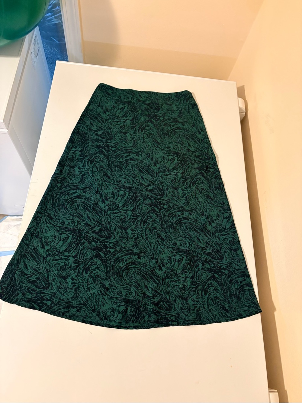 Who What Wear Deep Green Marble A-Line Skirt